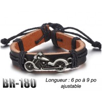 Br-180, Bracelet cuir  MOTO Shamballa